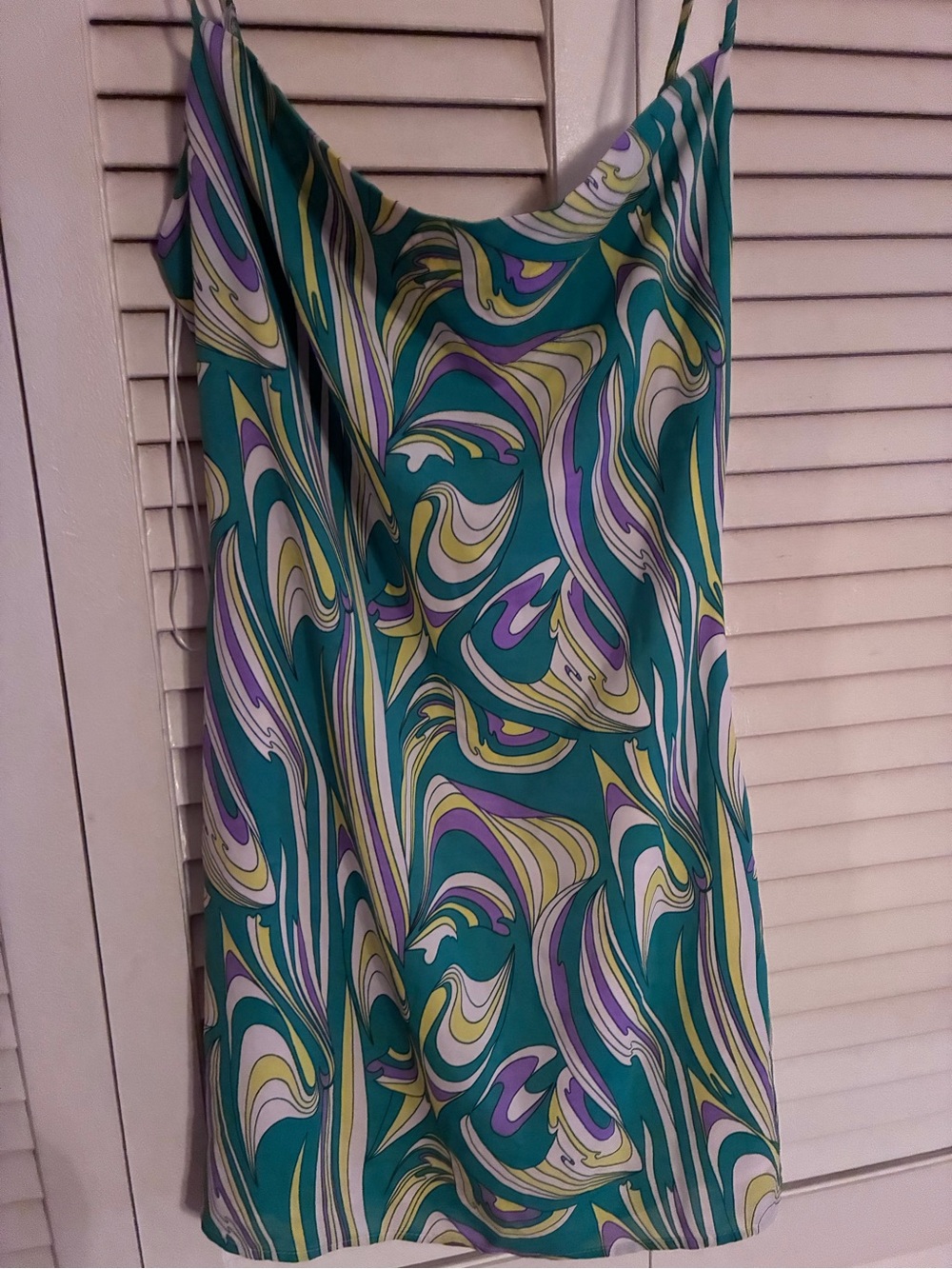 Women's Teal Swirl Print Slip Swim Cover-Up or worn as a dress!